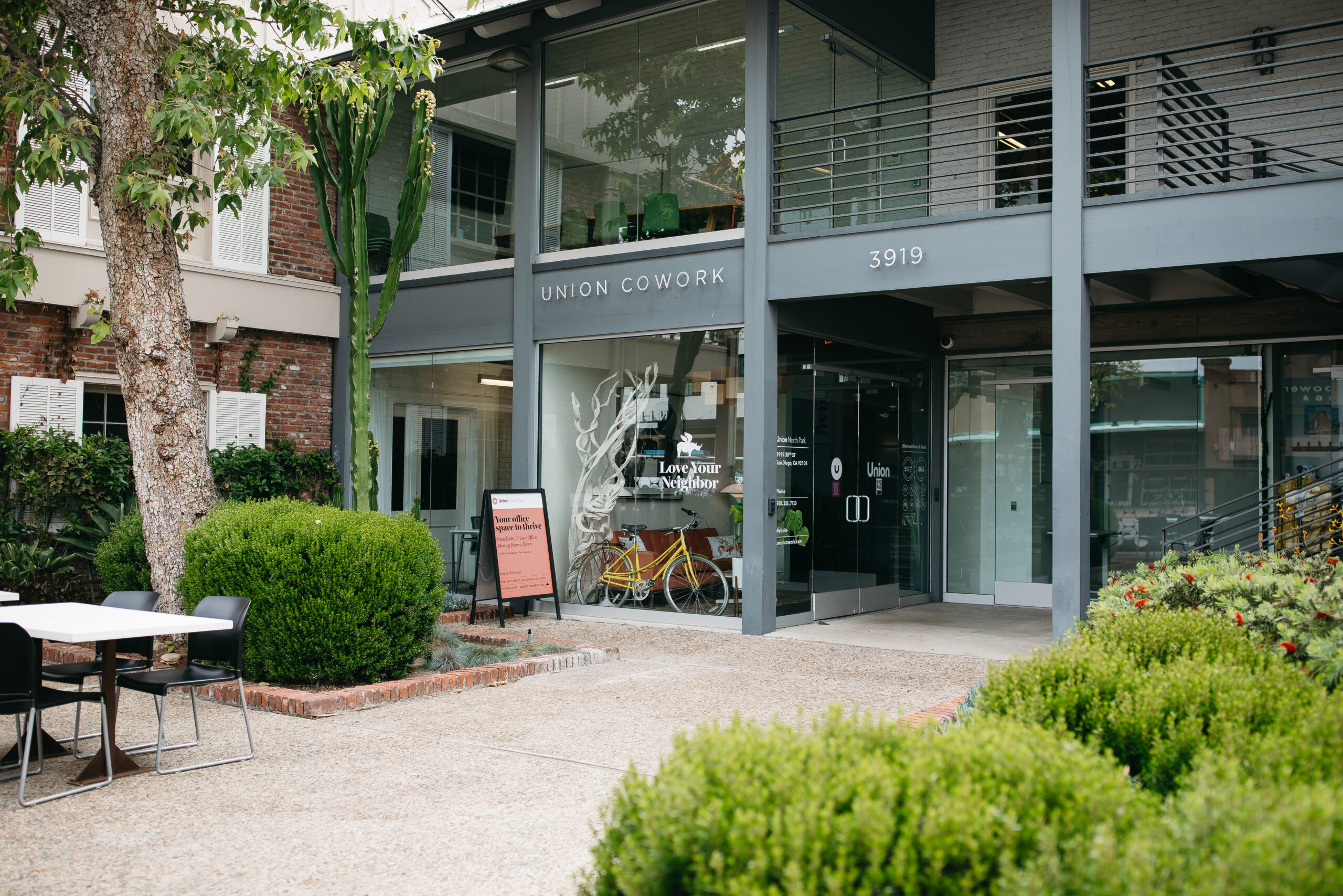 Open coworking space with natural light and modern furniture in North Park San Diego